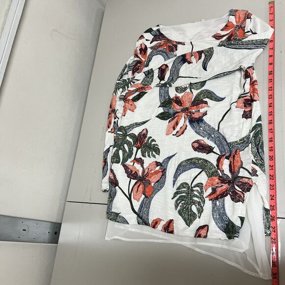 Soft Surroundings Petal Floral Sequin Tunic Top M Boho Boat Neck Long Sleeve - Picture 10 of 15